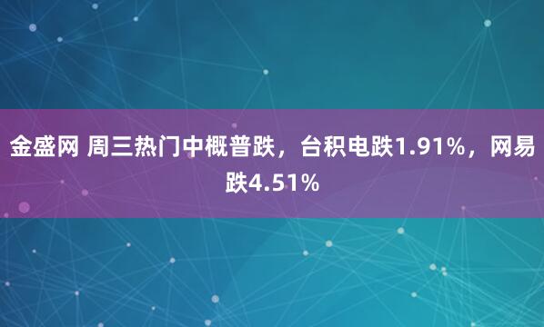 金盛网 周三热门中概普跌,台积电跌1.91%,网易跌4.51%