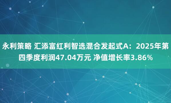 永利策略 汇添富红利智选混合发起式A：2025年第四季度利润47.04万元 净值增长率3.86%