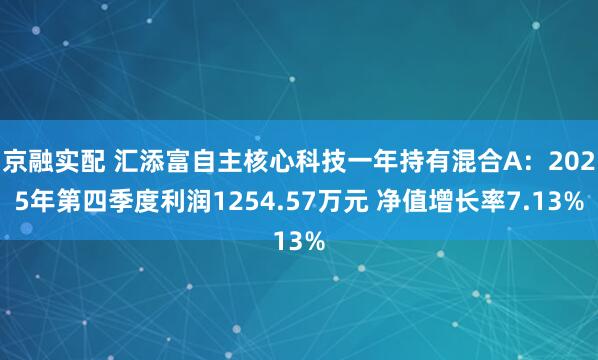 京融实配 汇添富自主核心科技一年持有混合A：2025年第四季度利润1254.57万元 净值增长率7.13%